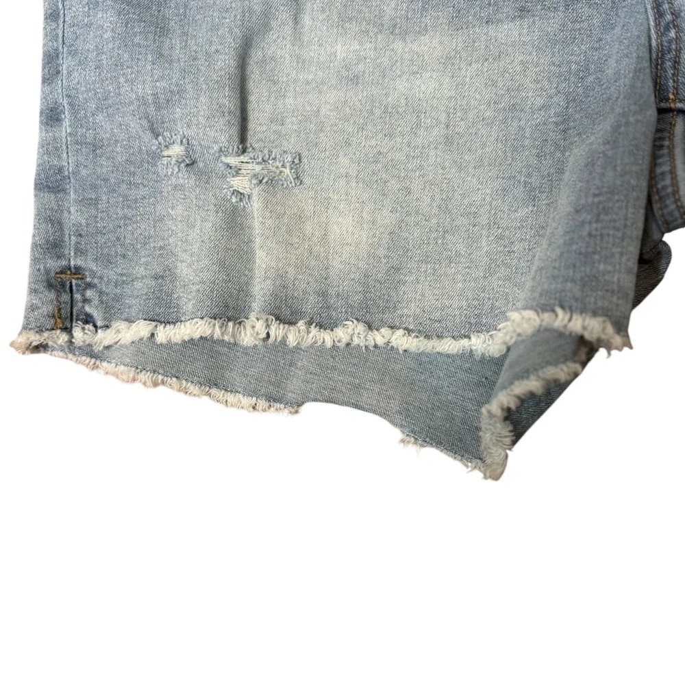 Seven 7 Medium Wash Denim Shorts Raw Hem Size 12